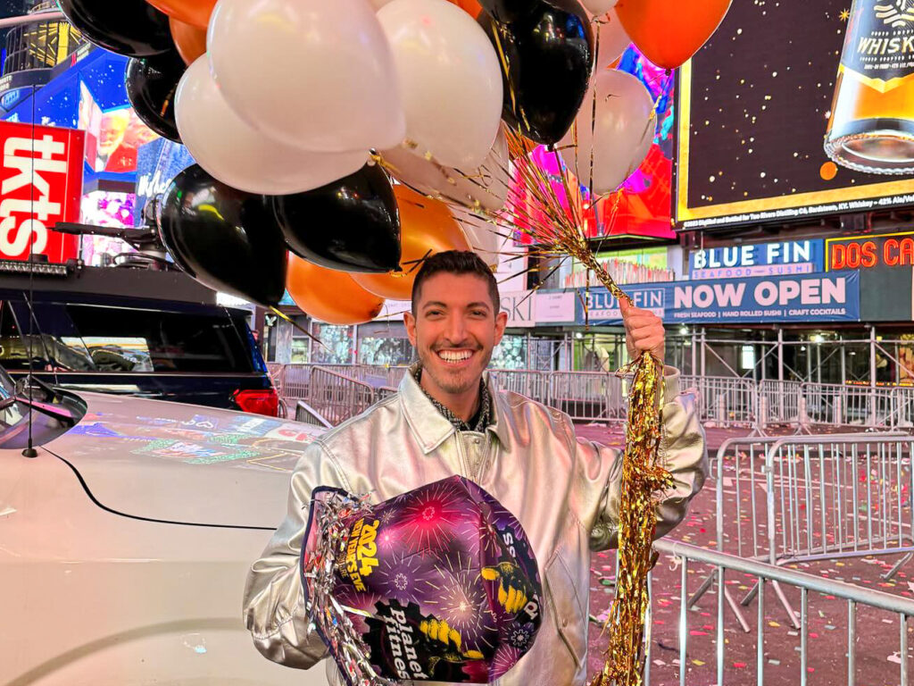 Rocky at the New Year's Eve Olive Garden Party in Times Square