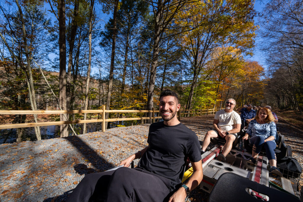 Rocky on a rail bike